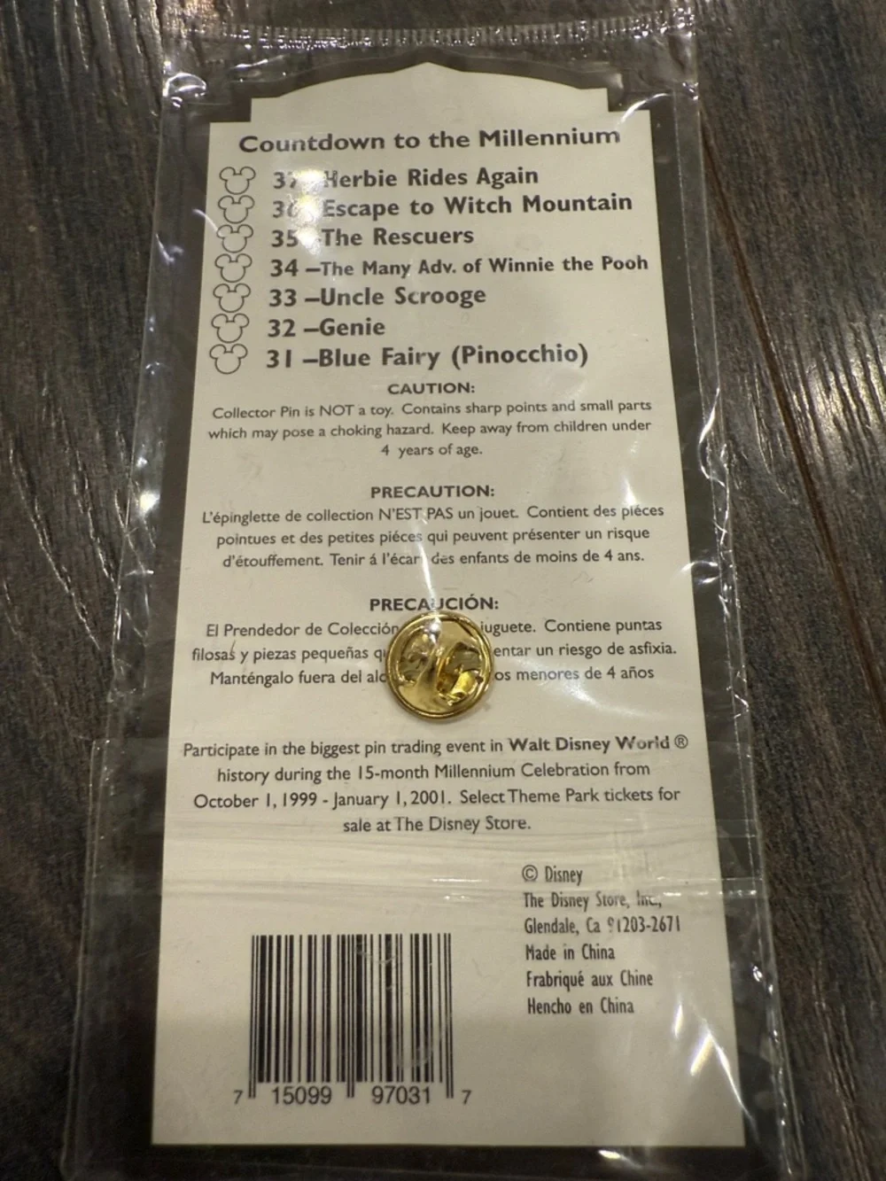 Disney Blue Fairy Enamel Pin - Pink, Blue & Gold